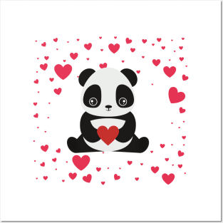 Dabbing Panda heart Posters and Art